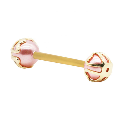 Cor cor-de-rosa perfurando do ouro da joia 6mm 316 da língua de aço inoxidável para o casamento