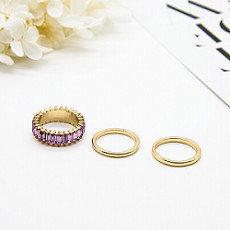 As mulheres formam a anéis da joia o zircão de aço inoxidável Opal Moonstone Gold Plated