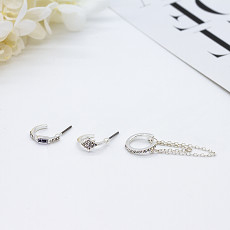 O terno de prata Diamond Cartilage Hoop Earrings Princess cortou Diamond Stud Earrings