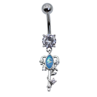 Forma chave de aço inoxidável de Opal Gem Body Piercing Jewelry 14ga 316 azuis