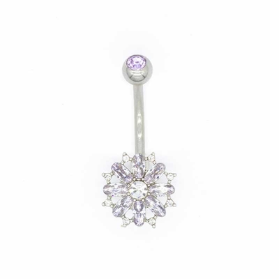 O umbigo roxo de Crystal Body Piercings Jewellery Round soa 316 de aço inoxidável