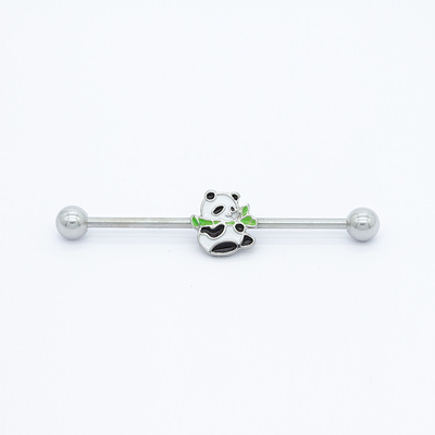 Esmalte bonito Panda Industrial Bar Piercing Jewelry 316 38mm de aço inoxidável