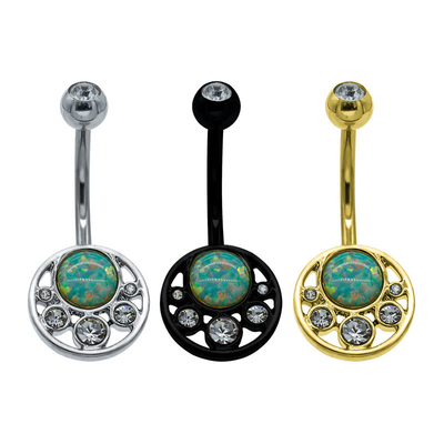 Mulheres de aço inoxidável da joia do corpo de Opal Design Belly Ring Jewelry dos cristais