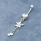 umbigo de prata da borla de 12mm que perfura a joia de aço inoxidável do corpo do diamante 316 redondos