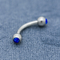 Crystal Gem Eyebrow Barbell Piercing Jewelry azul 316L 8mm de aço inoxidável