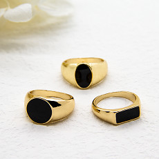 O ouro de pedra preto da prata do diamante 925 chapeou Ring Round Hoop 17mm para meninas