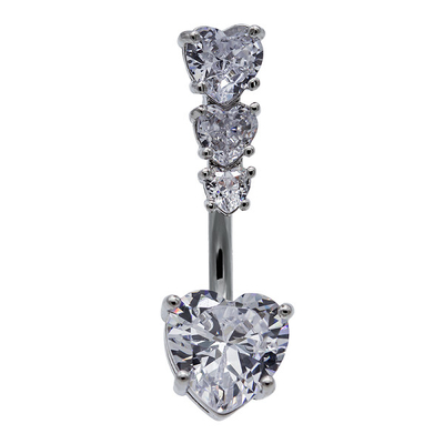 Os anéis de Diamond Clip On Belly Button da flor da neve agarram o ajuste do aço cirúrgico da categoria do embutimento